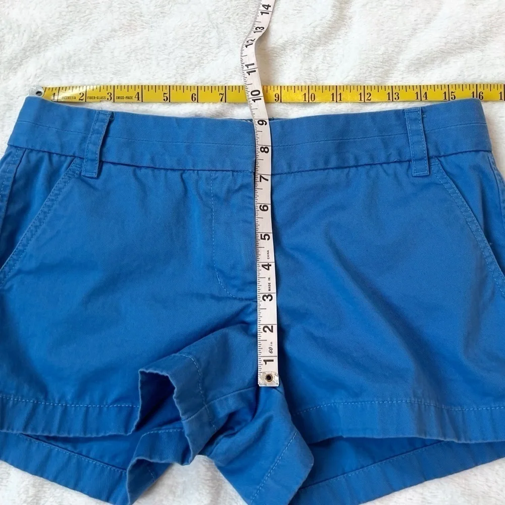 J. Crew Broken In 100% Cotton Chino Shorts 3” Inseam Solid Blue Women’s Sz 8